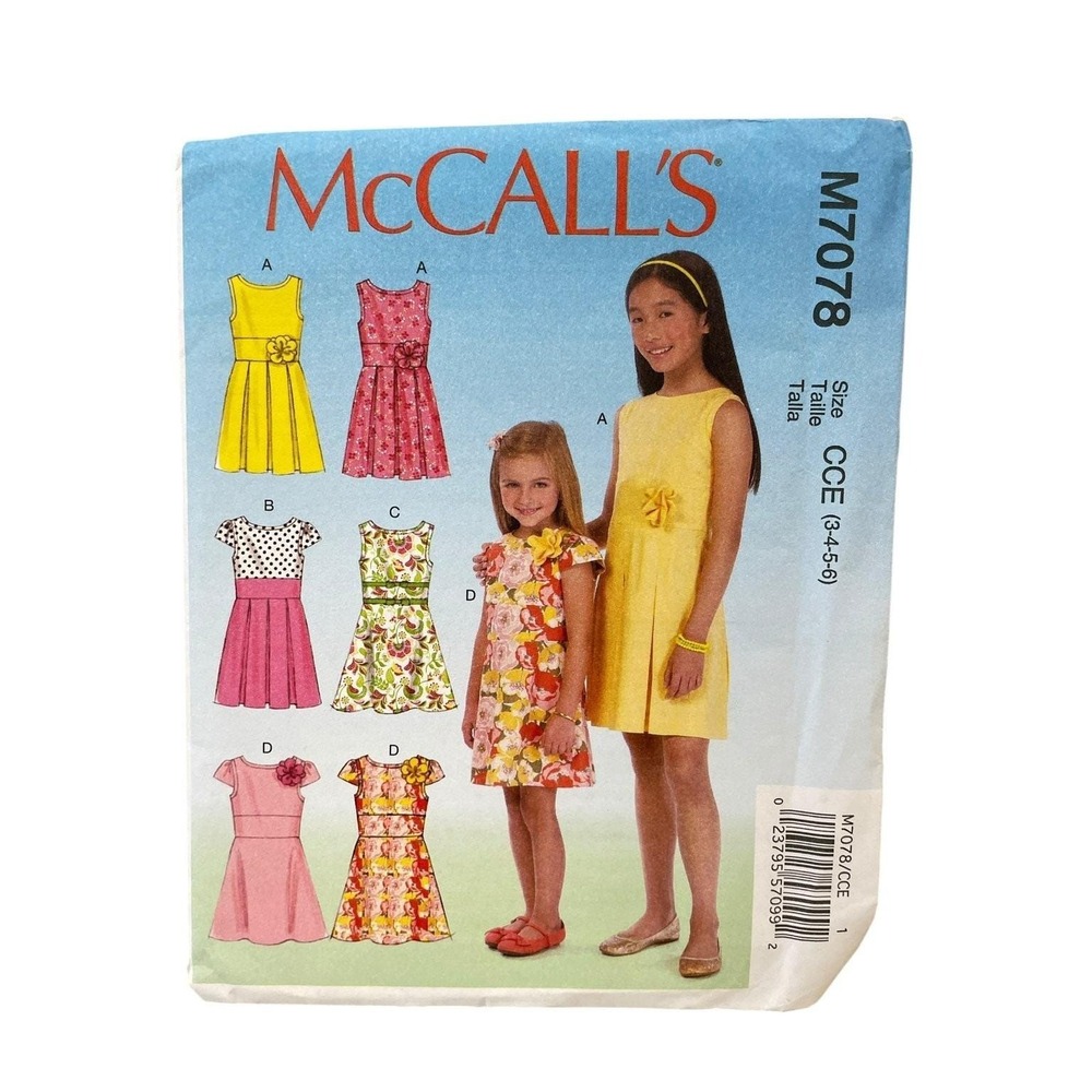 McCALL'S‎ M7078 Girls Dresses Sewing Pattern Sizes 3-6 Summer Easter